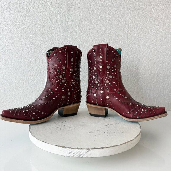NEW Lane SPARKS FLY Womens Cowboy Bootie 5 Red Western Cowgirl Boots Pointed Toe - Picture 7 of 10